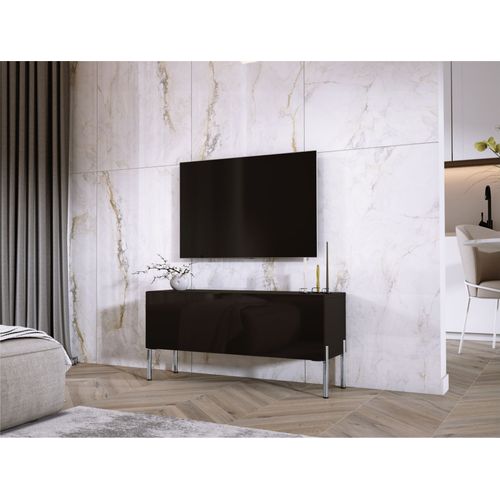 Meuble TV Anthracite, Pieds Chrome, 100 X 52 X 32 Cm