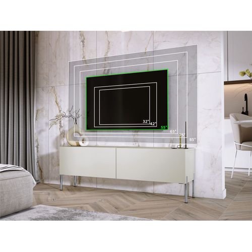 Meuble TV : Cachemire, Pieds Chrome, 140 X 52 X 32 Cm
