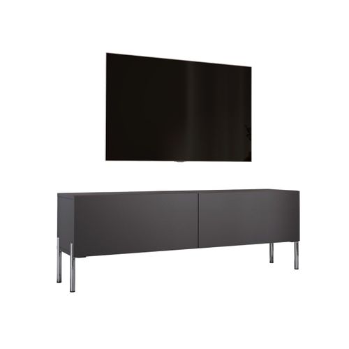 Meuble TV:  Anthracite, Pieds Chrome, 140 X 52 X 32 Cm