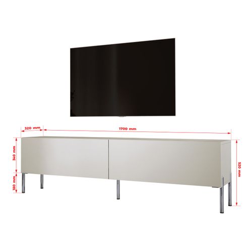Meuble TV : Cachemire, Pieds Chrome, 170 X 52 X 32 Cm