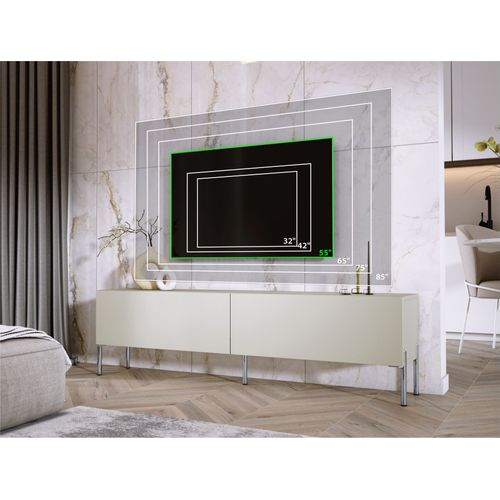 Meuble TV : Cachemire, Pieds Chrome, 170 X 52 X 32 Cm