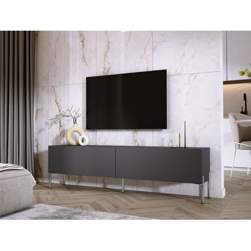Meuble TV : Anthracite, Pieds Chrome, 170 X 52 X 32 Cm