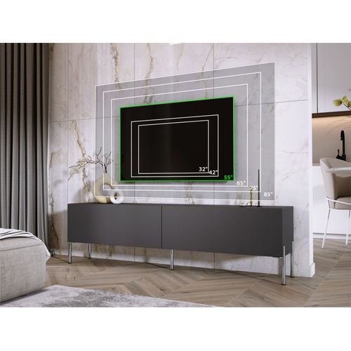 Meuble TV : Anthracite, Pieds Chrome, 170 X 52 X 32 Cm