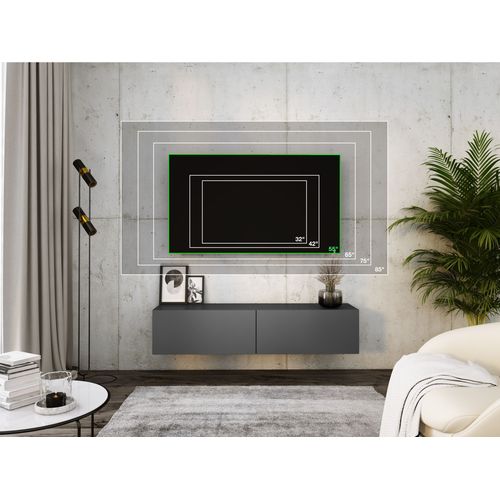 Meuble TV Suspendu, 140 X 34 X 32 Cm, Anthracite