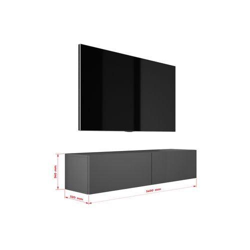 Meuble TV Suspendu, 140 X 34 X 32 Cm, Anthracite