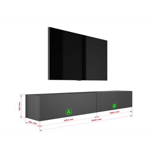 Meuble TV Suspendu, (2 X 100) X 34 X 32 Cm, Anthracite