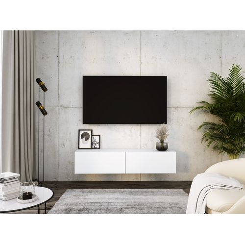 Meuble TV Suspendu, 140 X 34 X 32 Cm, Blanc