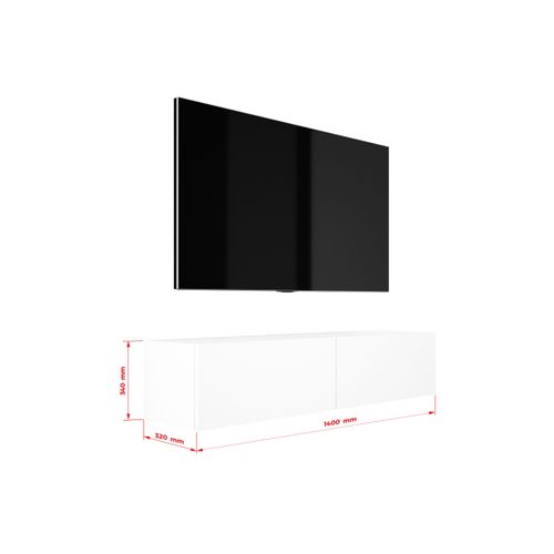 Meuble TV Suspendu, 140 X 34 X 32 Cm, Blanc