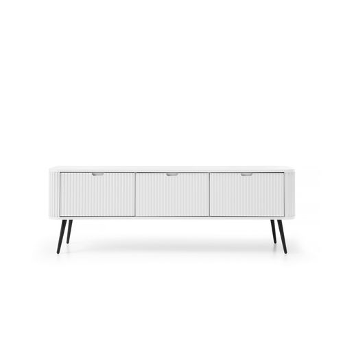 Meuble TV Blanc Mat, Pieds: Noir, 168 X 57 X 39 Cm