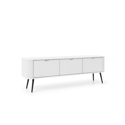 Meuble TV Blanc Mat, Pieds: Noir, 168 X 57 X 39 Cm