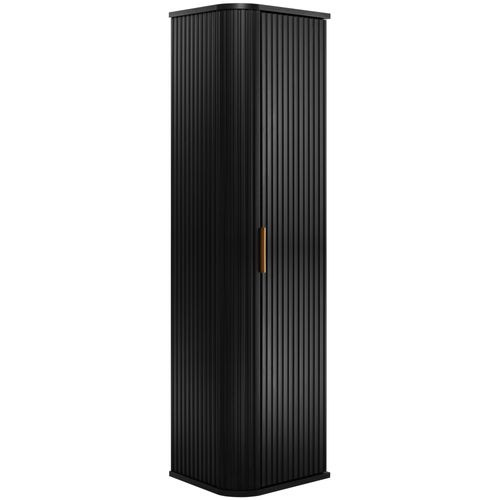 Meuble De Salle De Bain, Noir, Poignée Dorée, 35,5 X 139 X 31,5 Cm