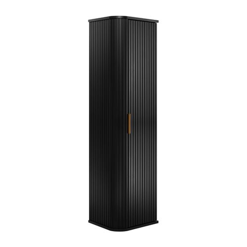 Meuble De Salle De Bain, Noir, Poignée Dorée, 35,5 X 139 X 31,5 Cm