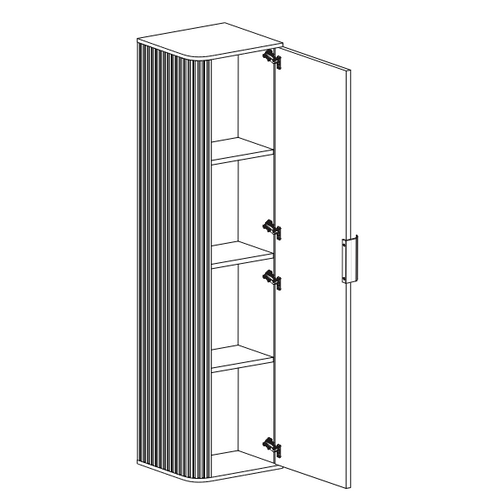 Meuble De Salle De Bain, Blanc, Poignée Dorée, 35,5 X 139 X 31,5 Cm
