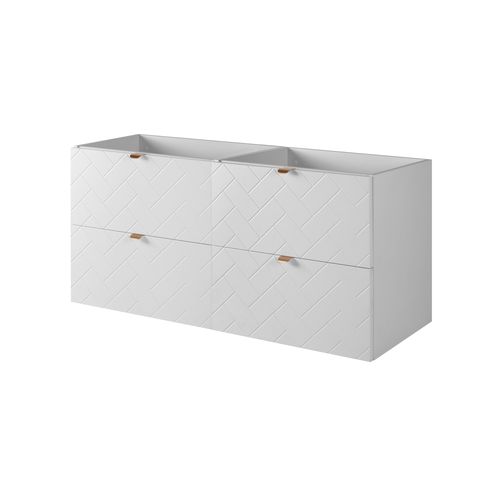 Meuble De Salle De Bain, Blanc Mat, 120 X 57 X 46 Cm, Poignées Dorées