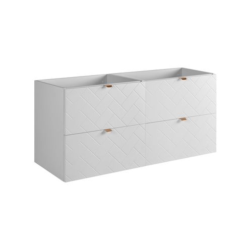 Meuble De Salle De Bain, Blanc Mat, 120 X 57 X 46 Cm, Poignées Dorées