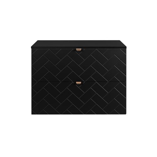 Meuble De Salle De Bain, Noir Mat, 80 X 57 X 46 Cm, Poignées Dorées