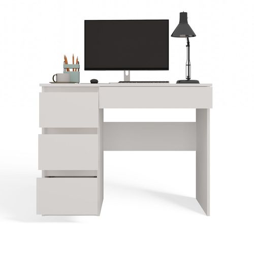 Bureau Gauche Avec 4 Tirois, 51 Cm X 98 Cm X 76 Cm, Blanc