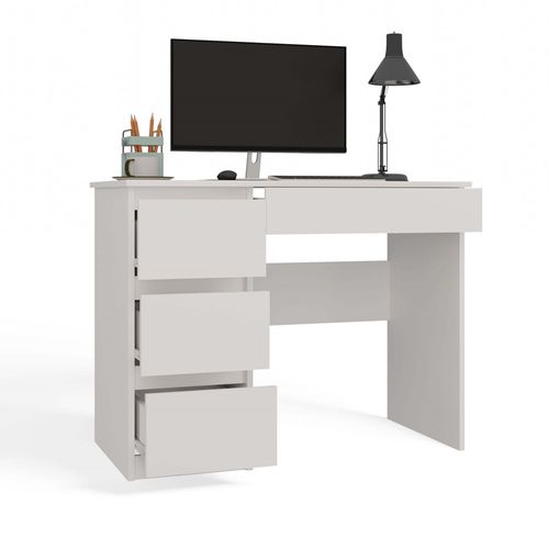 Bureau Gauche Avec 4 Tirois, 51 Cm X 98 Cm X 76 Cm, Blanc