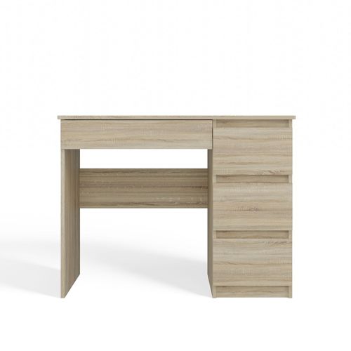 Bureau Droite Avec 4 Tirois, 51 Cm X 98 Cm X 76 Cm, Blanc, Chêne Sonoma