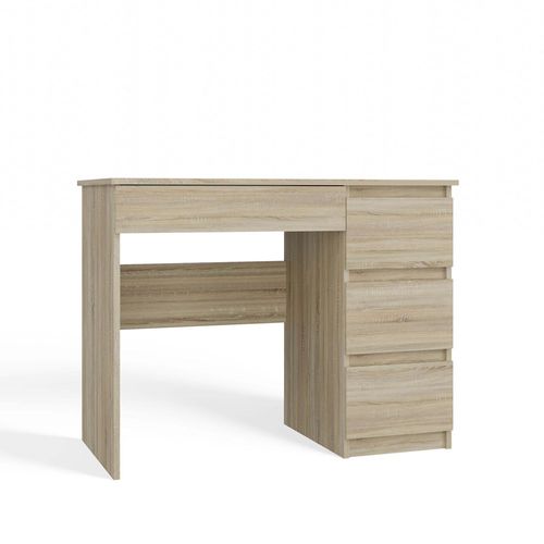 Bureau Droite Avec 4 Tirois, 51 Cm X 98 Cm X 76 Cm, Blanc, Chêne Sonoma