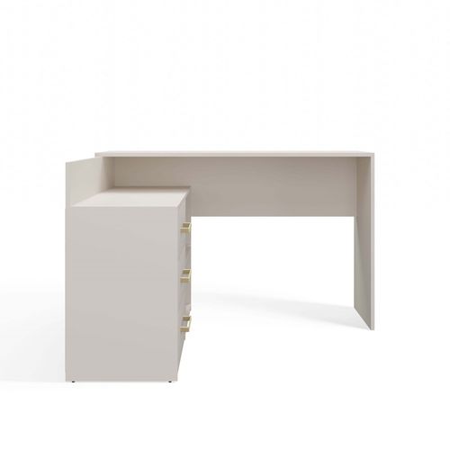 Bureau D'angle : 3 Tiroirs, 3 Étagères, Cachemire, 120 X 76 X 50 Cm