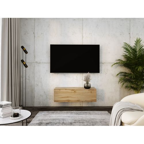 Meuble TV Suspendu, 100 X 34 X 32 Cm, Chêne Wotan