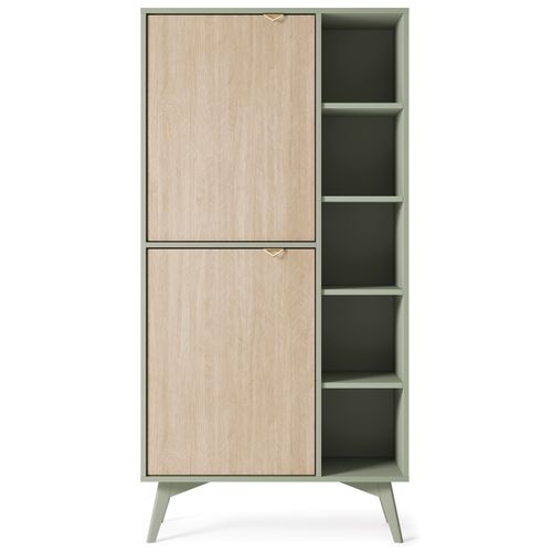 Bibliothèque : Eucalyptus / Chevrons Scandi, Pieds Bois, 80 X 160 X 38cm