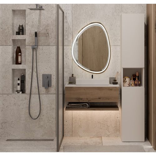 Meuble De Salle De Bain Avec Panier à Linge, Cachemire, 174 X 31 X 30cm