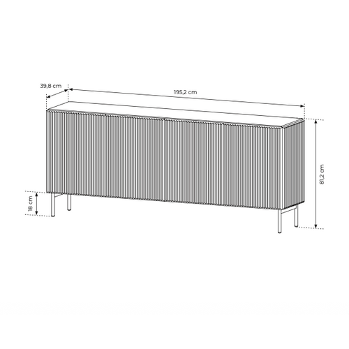 Buffet, Noir, 195,2 X 81,2 X 39,8 Cm