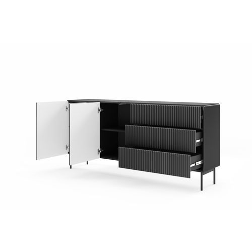 Buffet, Noir, 177 X 81,2 X 39,8 Cm