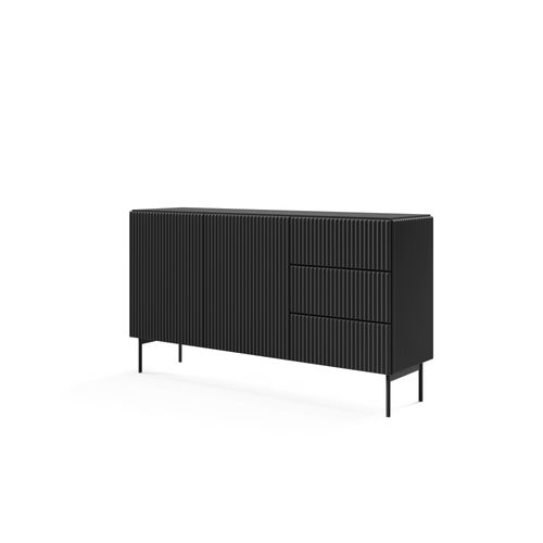 Buffet, Noir, 147 X 81,2 X 39,8 Cm