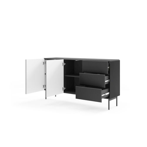 Buffet, Noir, 147 X 81,2 X 39,8 Cm