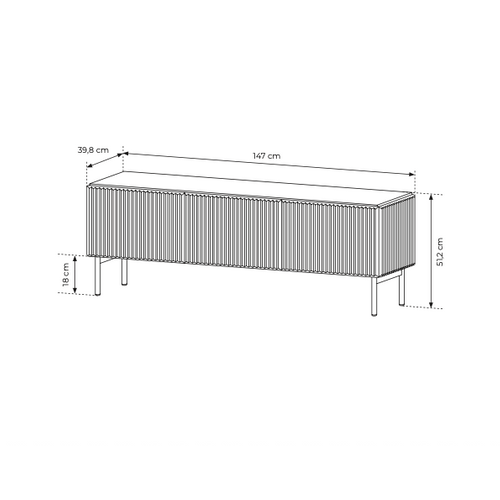 Meuble TV, Noir, 147 X 51,2 X 39,8 Cm