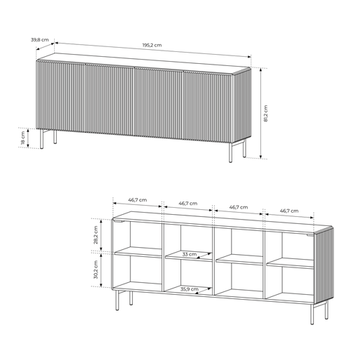 Buffet, Cachemire, 195,2 X 81,2 X 39,8 Cm