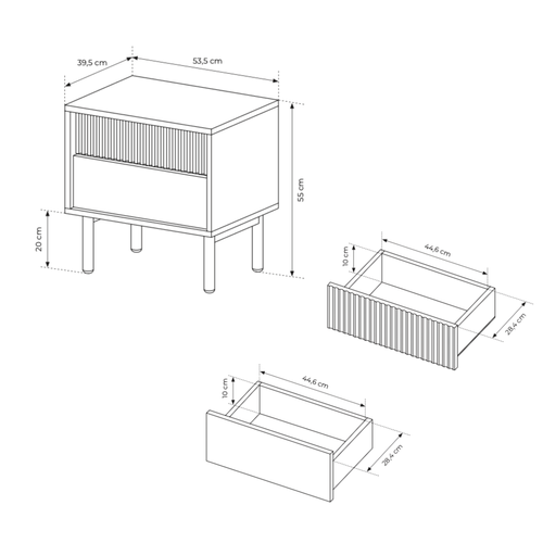Table De Chevet, Chêne Cremona, 53,5 X 55 X 39,5 Cm