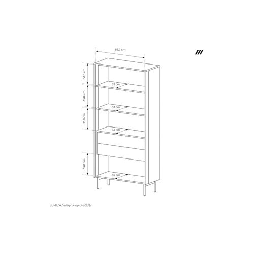 Vitrine, Chêne Dunin, 91,5 X 194,6 X 39,3 Cm
