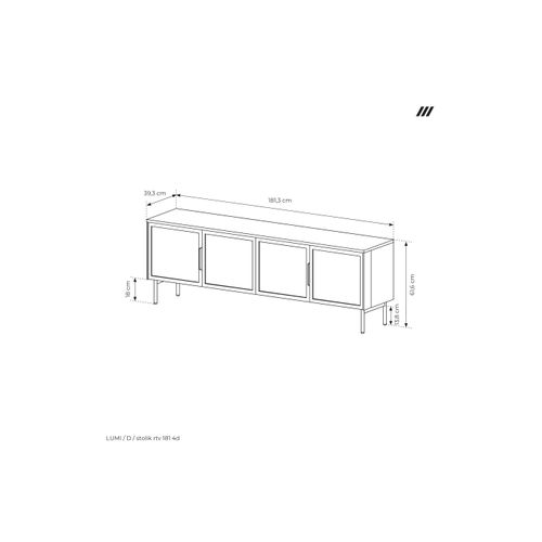 Meuble TV, Chêne Dunin, 181,3 X 61,6 X 39,3 Cm