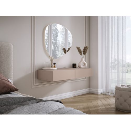 Coiffeuse Suspendue Avec Deux Tiroirs, Façade Lisse - Couleur : Brun Caramel, 100 X 40 X 16 Cm