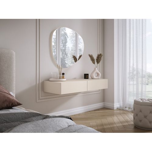 Coiffeuse Suspendue Avec Deux Tiroirs, Façade Lisse - Couleur : Cachemire, 100 X 40 X 16 Cm