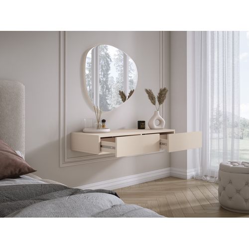 Coiffeuse Suspendue Avec Deux Tiroirs, Façade Lisse - Couleur : Cachemire, 100 X 40 X 16 Cm