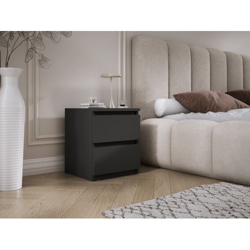 Table De Chevet Avec Deux Tiroirs, 45 × 36 × 36 Cm, Couleur : Noir