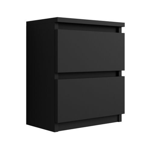 Table De Chevet Avec Deux Tiroirs, 45 × 36 × 36 Cm, Couleur : Noir