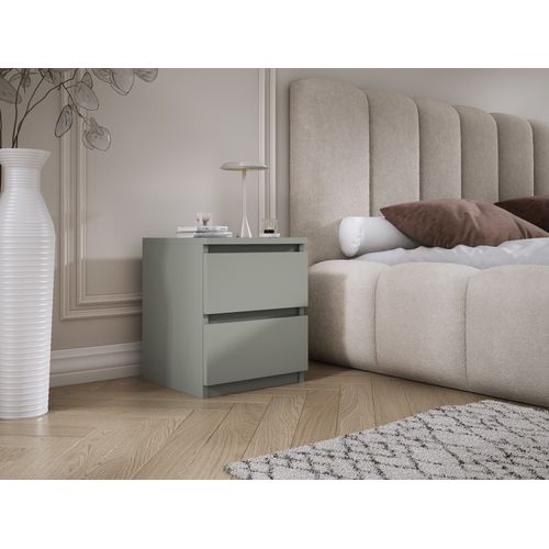 Table De Chevet Avec Deux Tiroirs, 45 × 36 × 36 Cm, Couleur : Aloès Vert