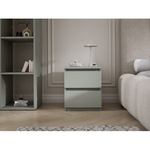 Table De Chevet Avec Deux Tiroirs, 45 × 36 × 36 Cm, Couleur : Aloès Vert