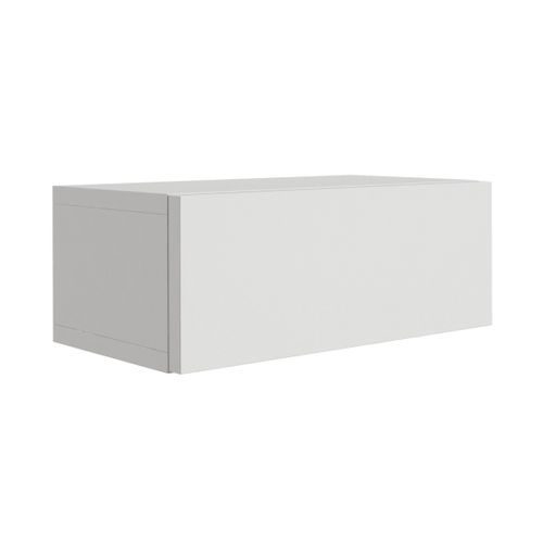 Table De Chevet Suspendue Avec Tiroir, Façade Lisse, Couleur : Blanc, 40 X 20 X 16 Cm