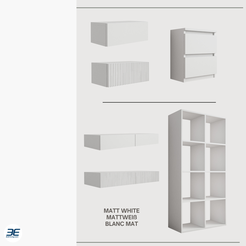 Table De Chevet Suspendue Avec Tiroir, Façade Lisse, Couleur : Blanc, 40 X 20 X 16 Cm