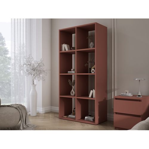 Bibliothèque à 8 Compartiments, Couleur : Rouge Brique, 147 × 74 × 30 Cm, Verticale Ou Horizontale