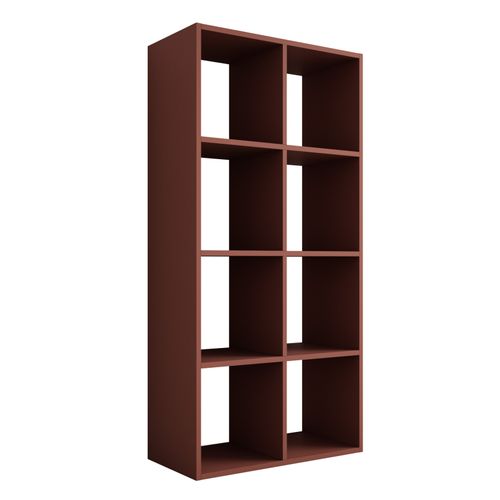 Bibliothèque à 8 Compartiments, Couleur : Rouge Brique, 147 × 74 × 30 Cm, Verticale Ou Horizontale