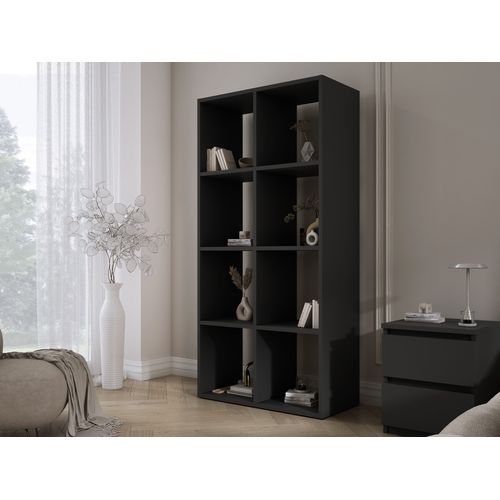 Bibliothèque à 8 Compartiments, Couleur : Noir, 147 × 74 × 30 Cm, Verticale Ou Horizontale