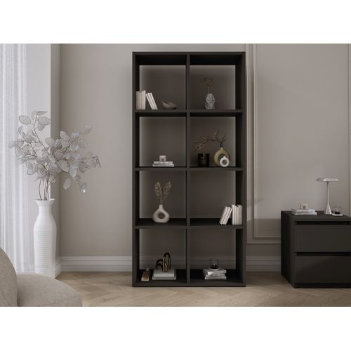 Bibliothèque à 8 Compartiments, Couleur : Noir, 147 × 74 × 30 Cm, Verticale Ou Horizontale